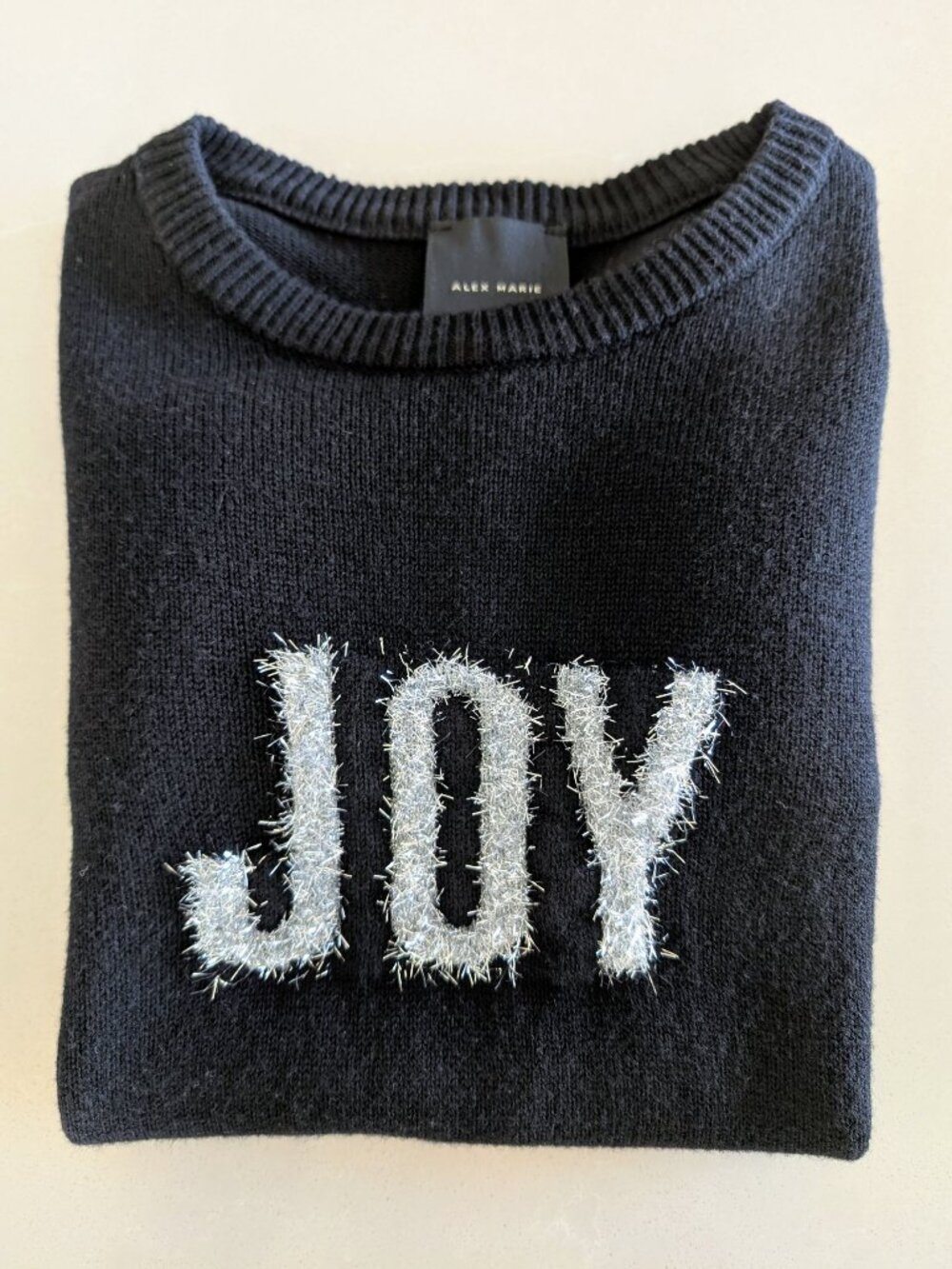 Alex Marie NWT Dillards Black “JOY” Holiday Sweater – Women’s Small